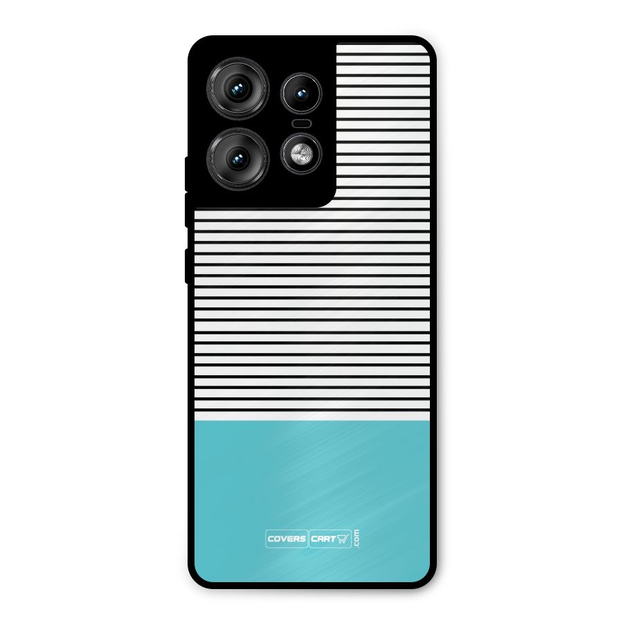 Deep Sky Blue Stripes Metal Back Case for Motorola Edge 50 Pro