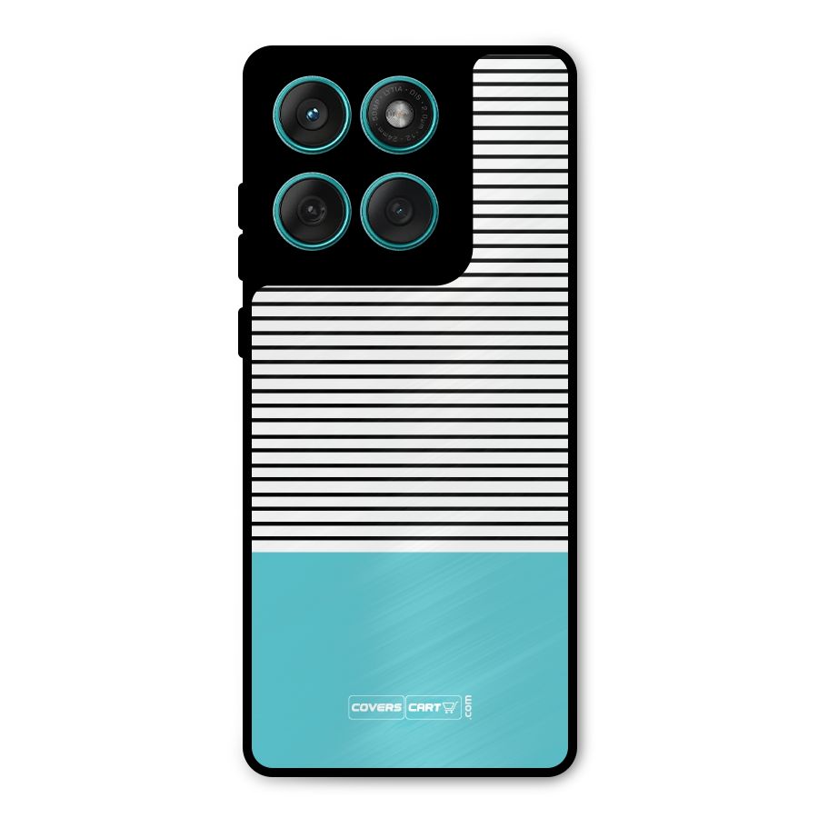 Deep Sky Blue Stripes Metal Back Case for Motorola Edge 60