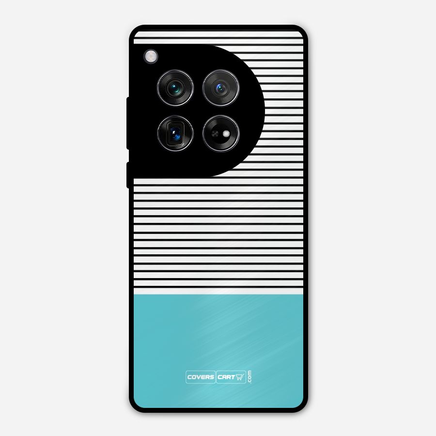 Deep Sky Blue Stripes Metal Back Case for OnePlus 12