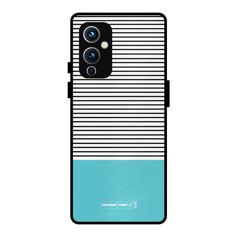 Deep Sky Blue Stripes Metal Back Case for OnePlus 9