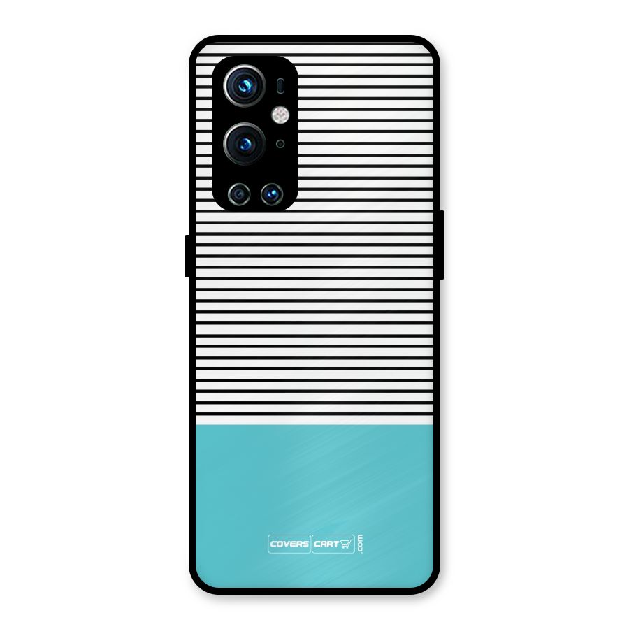 Deep Sky Blue Stripes Metal Back Case for OnePlus 9 Pro