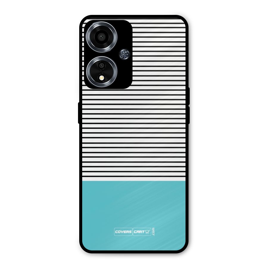 Deep Sky Blue Stripes Metal Back Case for Oppo A59