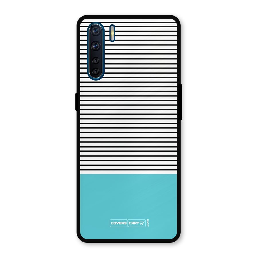 Deep Sky Blue Stripes Metal Back Case for Oppo F15