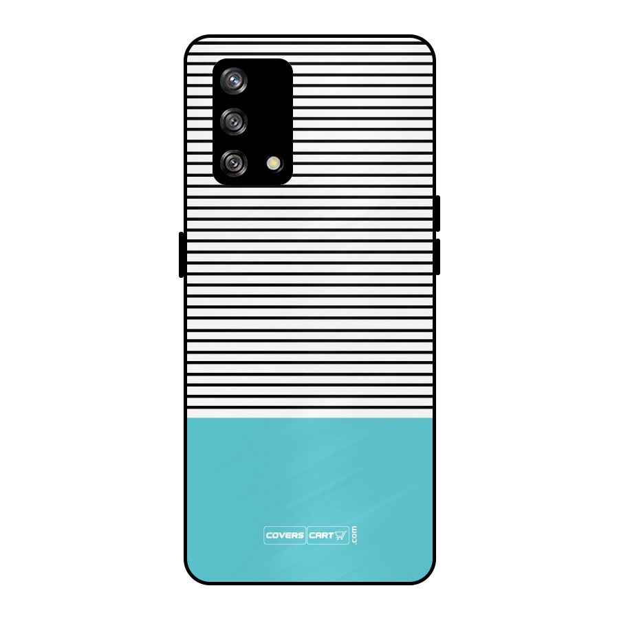 Deep Sky Blue Stripes Metal Back Case for Oppo F19