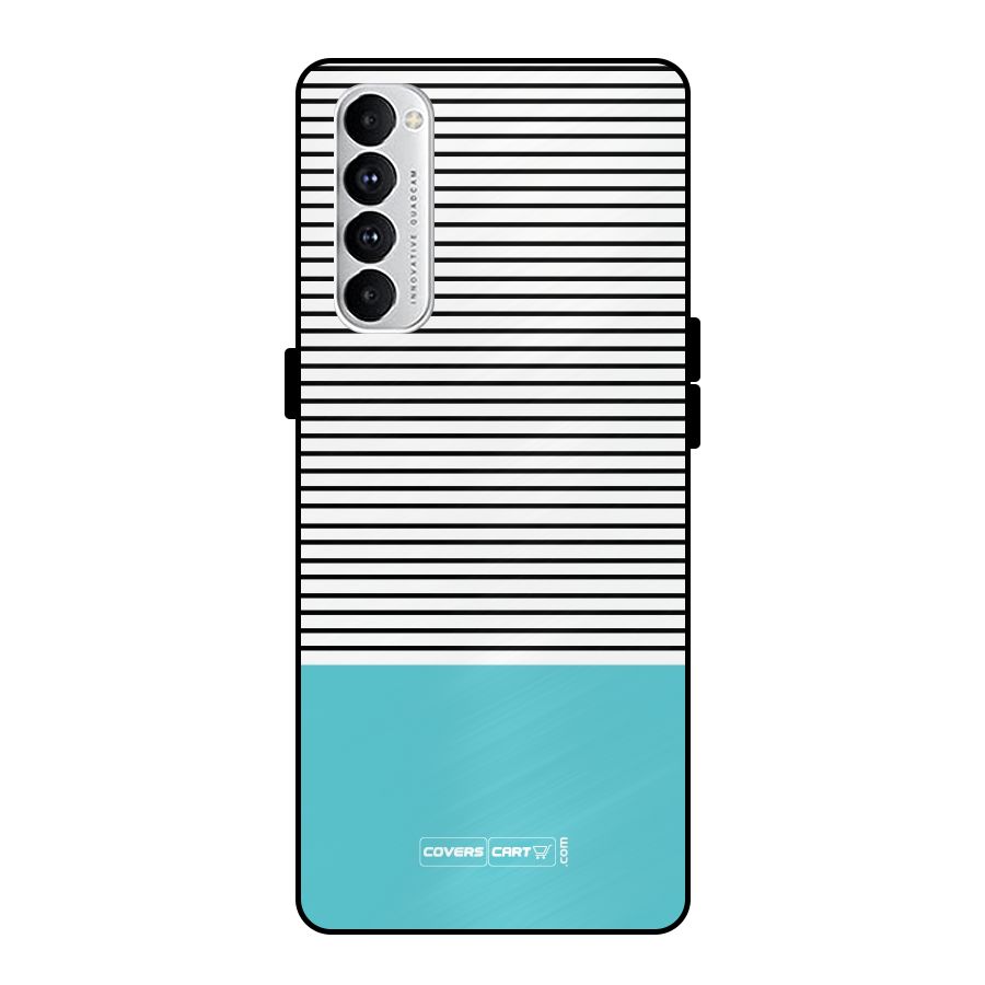 Deep Sky Blue Stripes Metal Back Case for Oppo Reno4 Pro