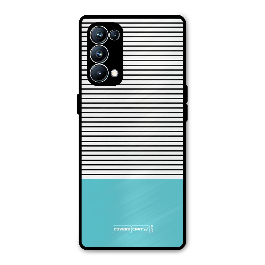 Deep Sky Blue Stripes Metal Back Case for Oppo Reno5 Pro 5G