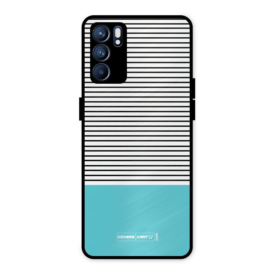 Deep Sky Blue Stripes Metal Back Case for Oppo Reno6 5G