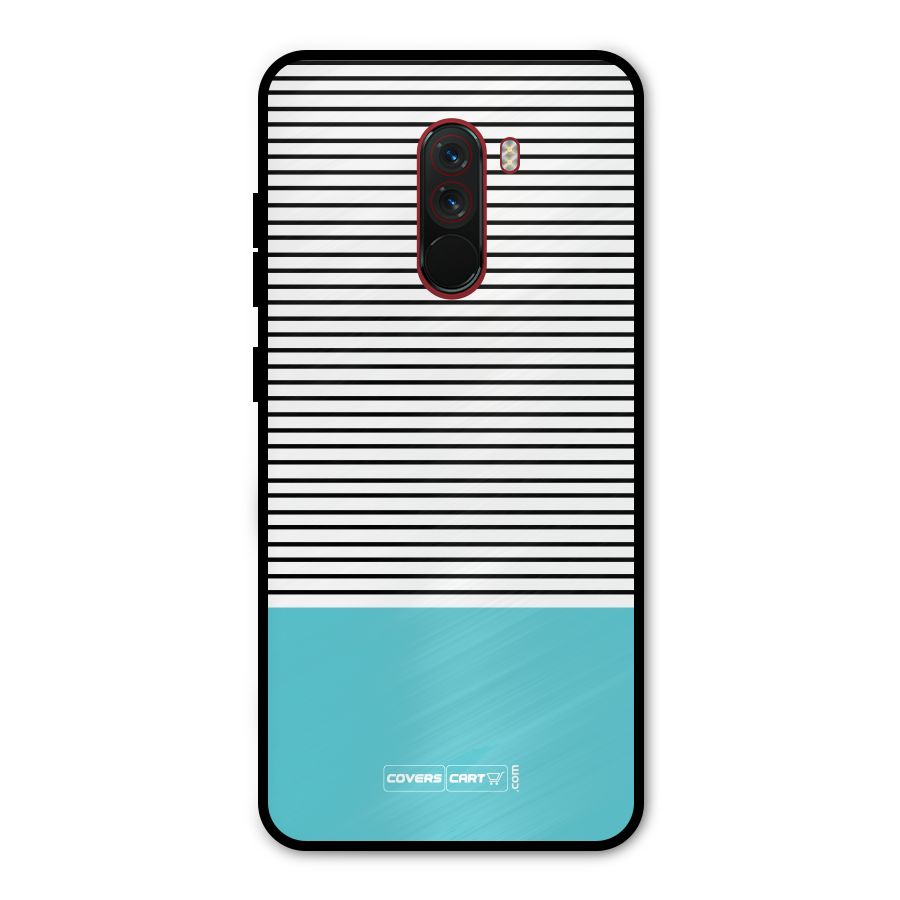 Deep Sky Blue Stripes Metal Back Case for Poco F1