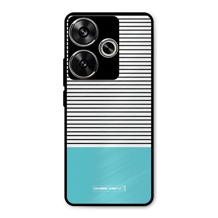 Deep Sky Blue Stripes Metal Back Case for Poco F6