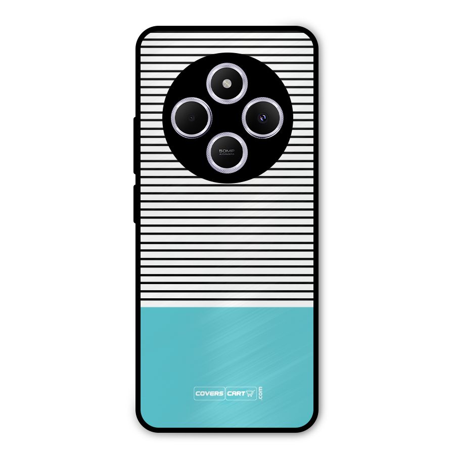Deep Sky Blue Stripes Metal Back Case for Poco M7