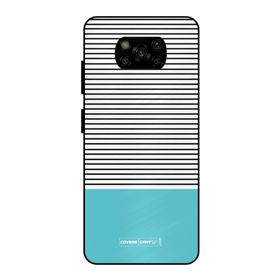 Deep Sky Blue Stripes Metal Back Case for Poco X3