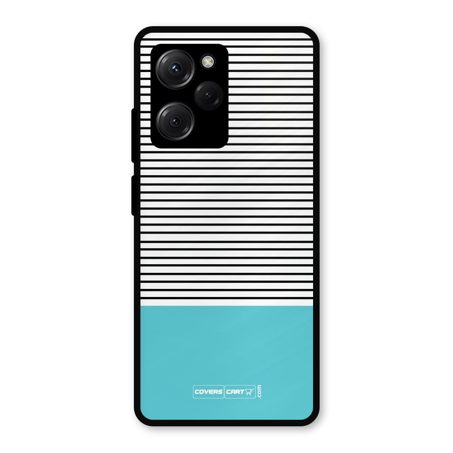 Deep Sky Blue Stripes Metal Back Case for Poco X5 Pro