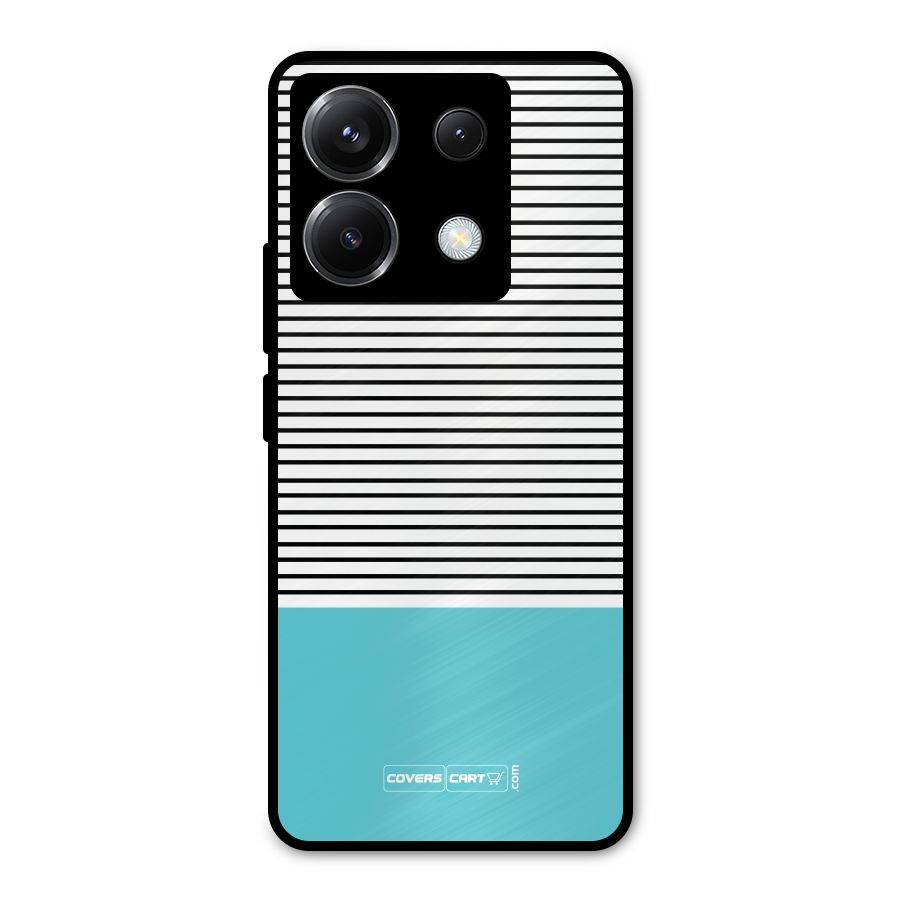 Deep Sky Blue Stripes Metal Back Case for Poco X6