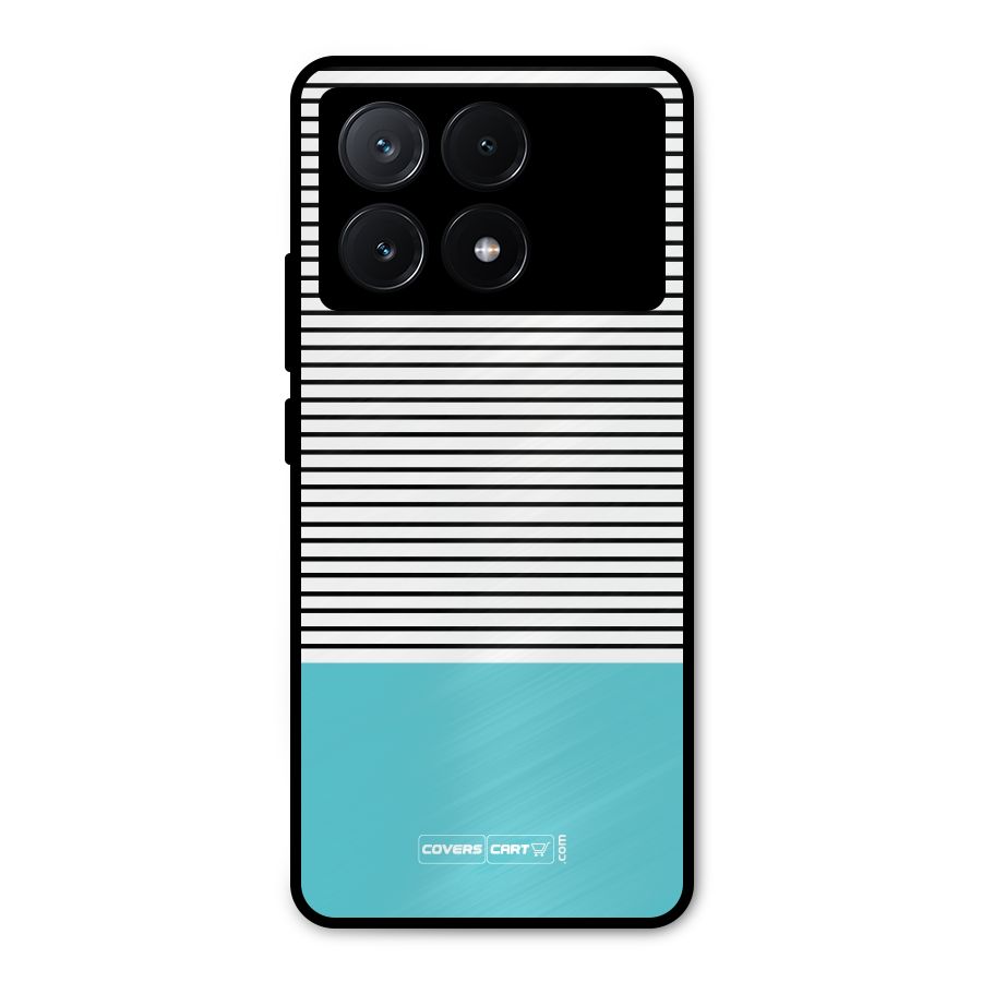 Deep Sky Blue Stripes Metal Back Case for Poco X6 Pro