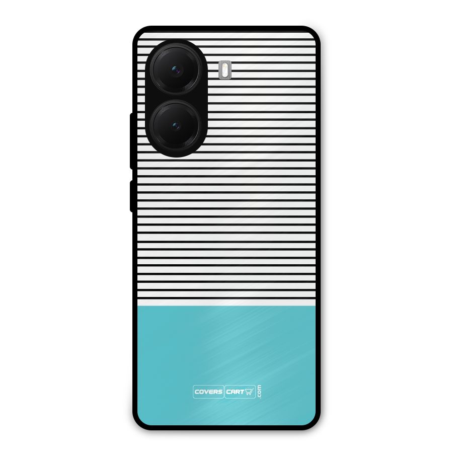 Deep Sky Blue Stripes Metal Back Case for Poco X7 Pro