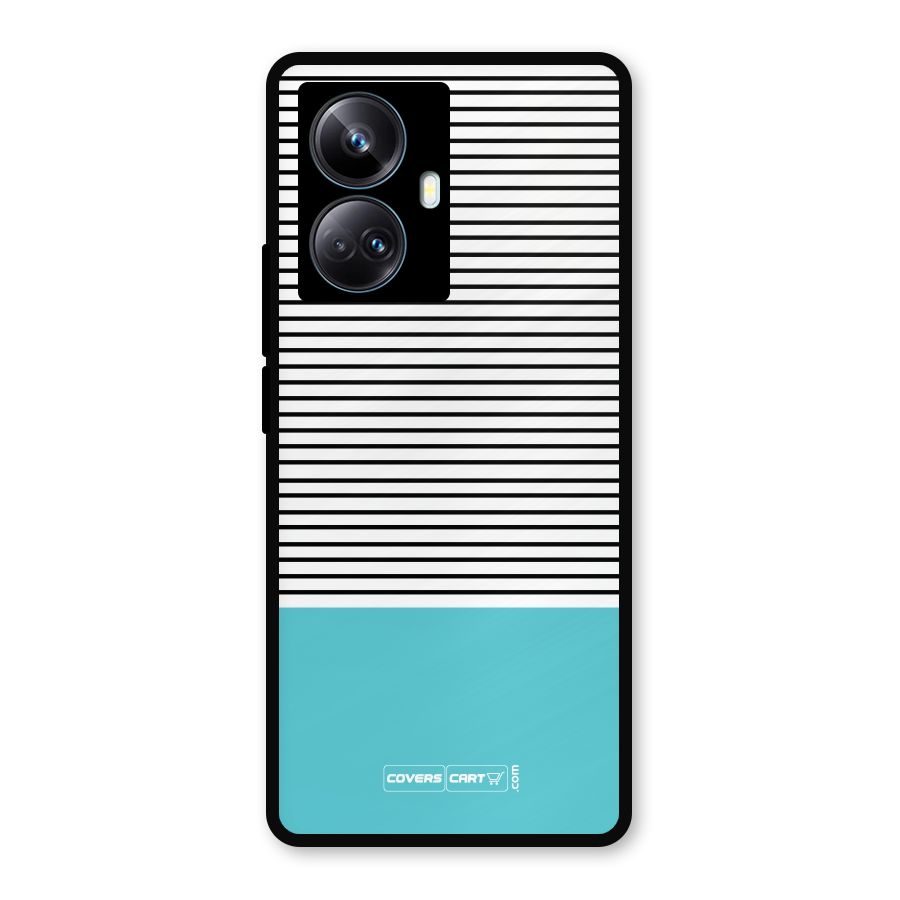 Deep Sky Blue Stripes Metal Back Case for Realme 10 Pro Plus