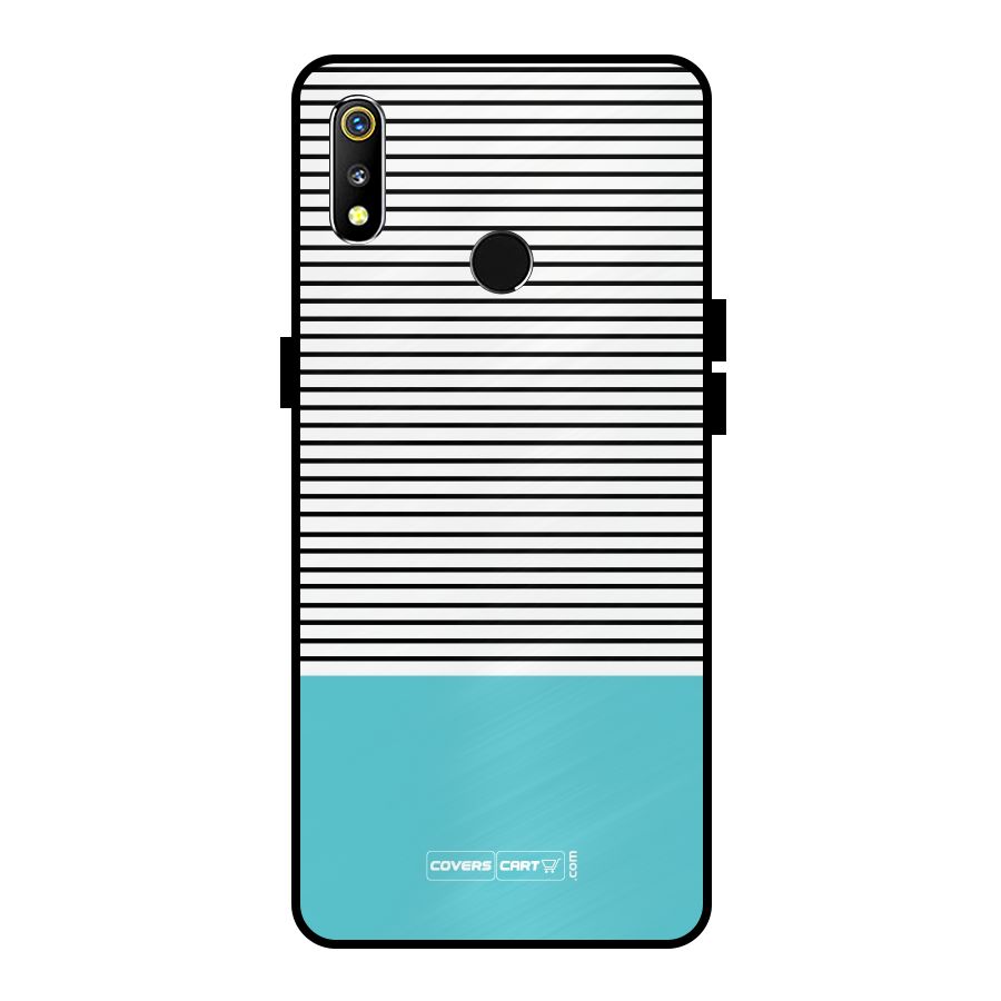 Deep Sky Blue Stripes Metal Back Case for Realme 3i