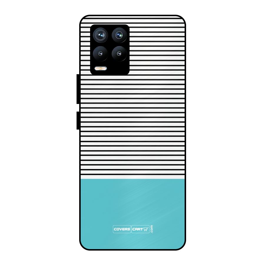 Deep Sky Blue Stripes Metal Back Case for Realme 8