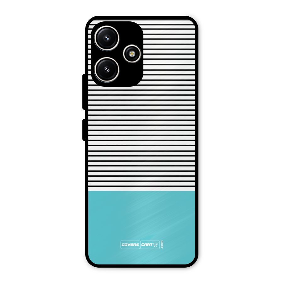 Deep Sky Blue Stripes Metal Back Case for Redmi 12 5G