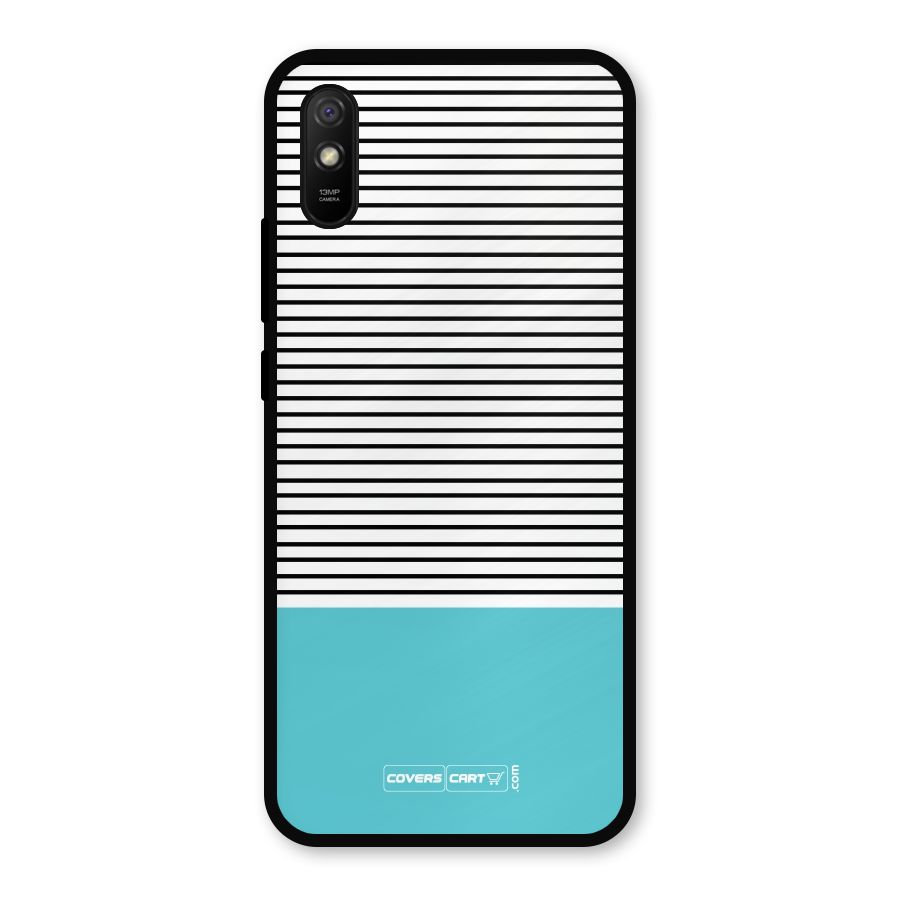 Deep Sky Blue Stripes Metal Back Case for Redmi 9a