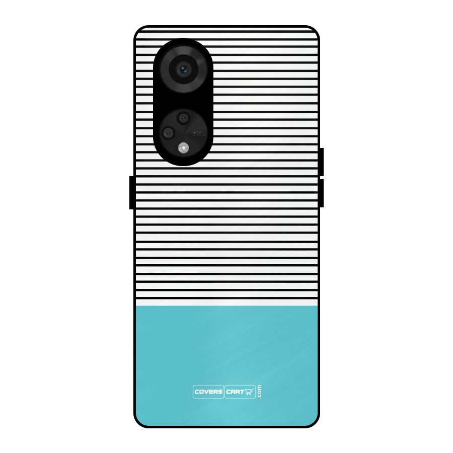 Deep Sky Blue Stripes Metal Back Case for Reno8 T 5G