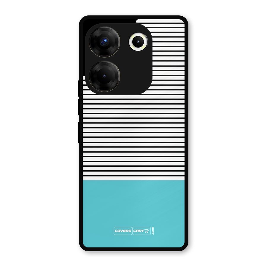 Deep Sky Blue Stripes Metal Back Case for Tecno Camon 20 Pro