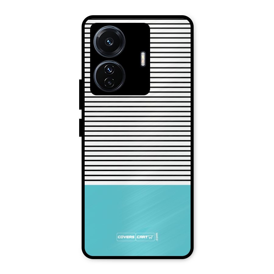 Deep Sky Blue Stripes Metal Back Case for Vivo T1 Pro