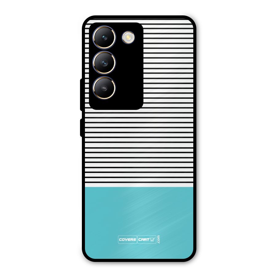 Deep Sky Blue Stripes Metal Back Case for Vivo T3 5G