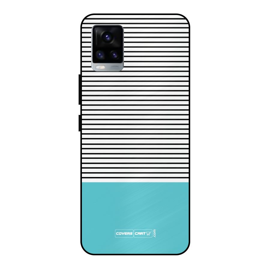 Deep Sky Blue Stripes Metal Back Case for Vivo V20 2021