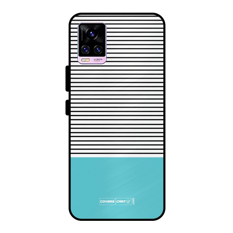 Deep Sky Blue Stripes Metal Back Case for Vivo V20 Pro