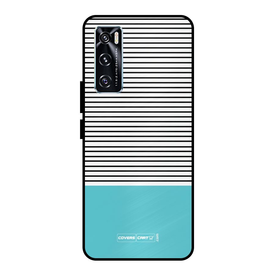 Deep Sky Blue Stripes Metal Back Case for Vivo V20 SE