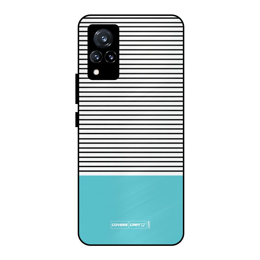 Deep Sky Blue Stripes Metal Back Case for Vivo V21 5G