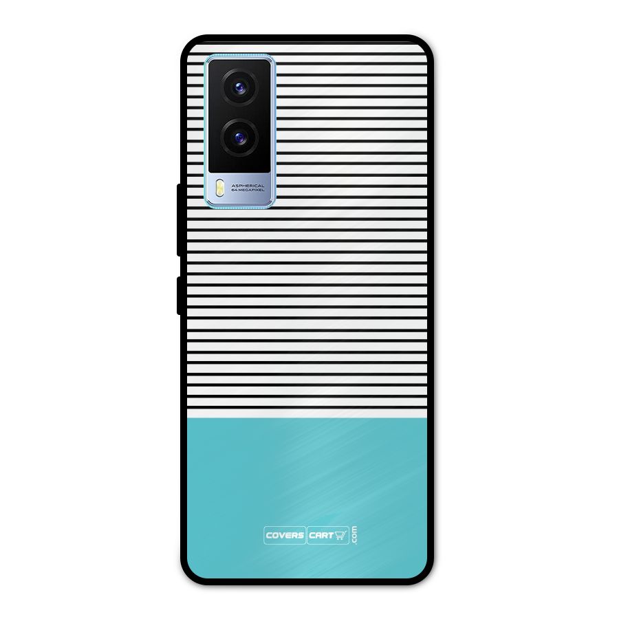 Deep Sky Blue Stripes Metal Back Case for Vivo V21e 5G