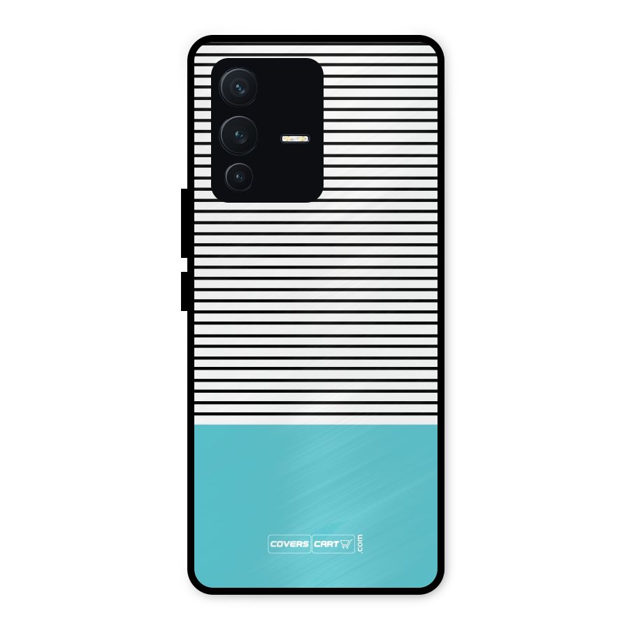 Deep Sky Blue Stripes Metal Back Case for Vivo V23 5G