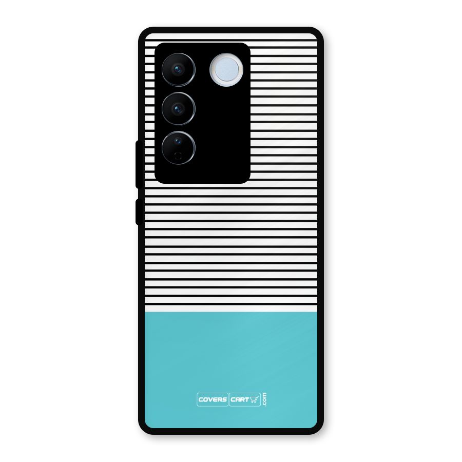 Deep Sky Blue Stripes Metal Back Case for Vivo V27 Pro