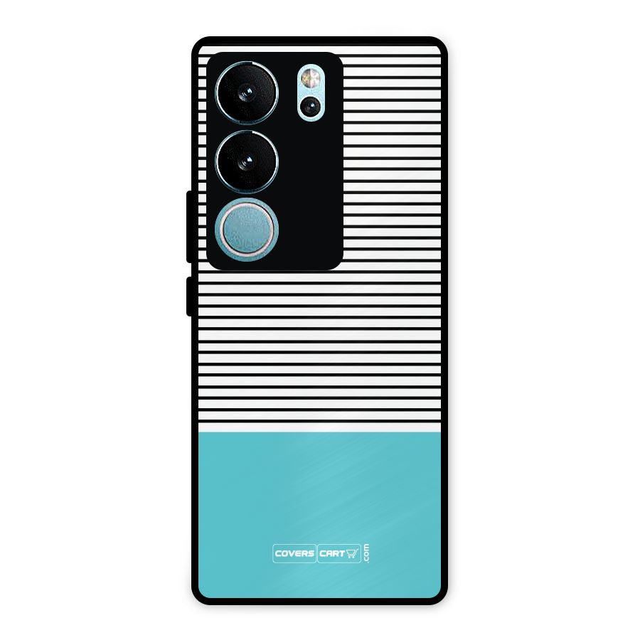 Deep Sky Blue Stripes Metal Back Case for Vivo V29 Pro