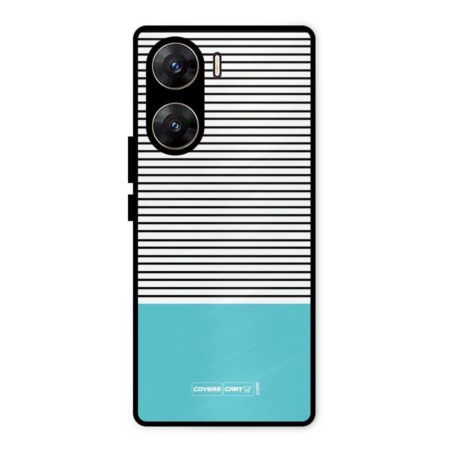 Deep Sky Blue Stripes Metal Back Case for Vivo V29e