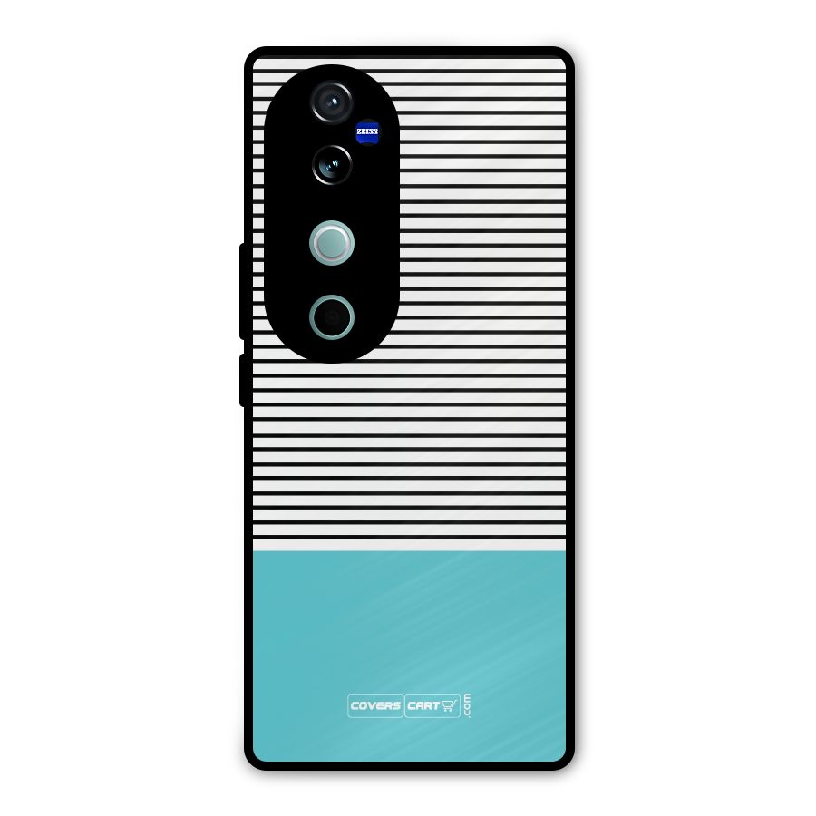 Deep Sky Blue Stripes Metal Back Case for Vivo V40
