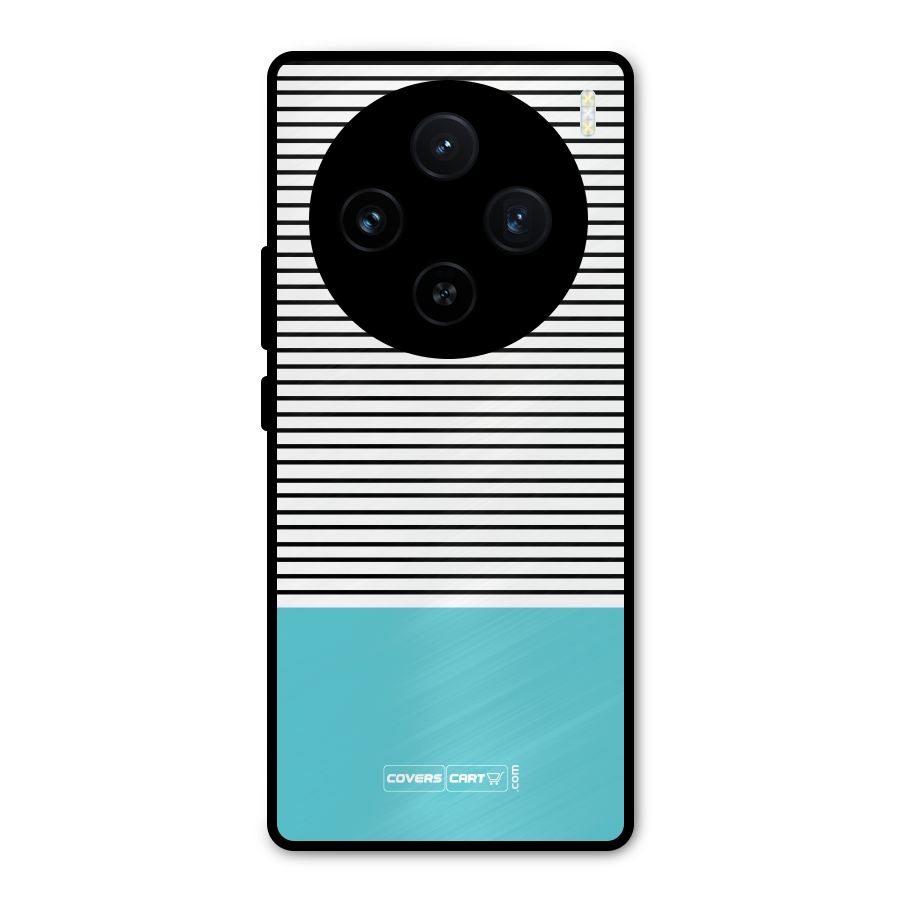 Deep Sky Blue Stripes Metal Back Case for Vivo X100