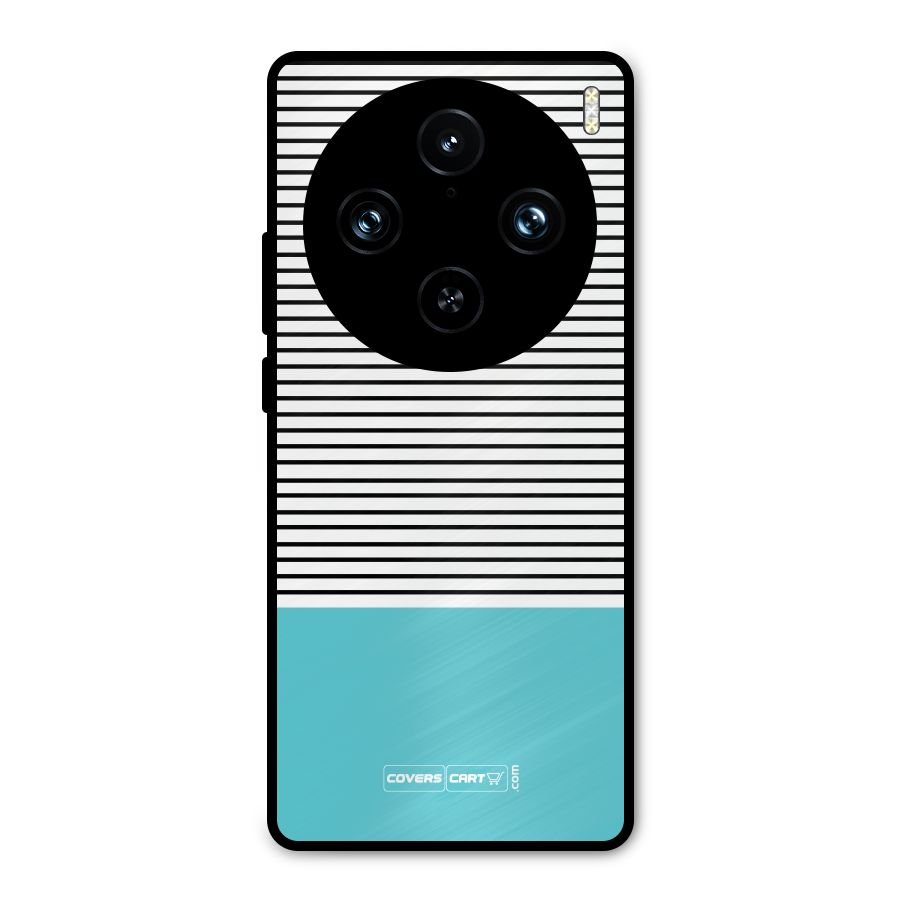 Deep Sky Blue Stripes Metal Back Case for Vivo X100 Pro
