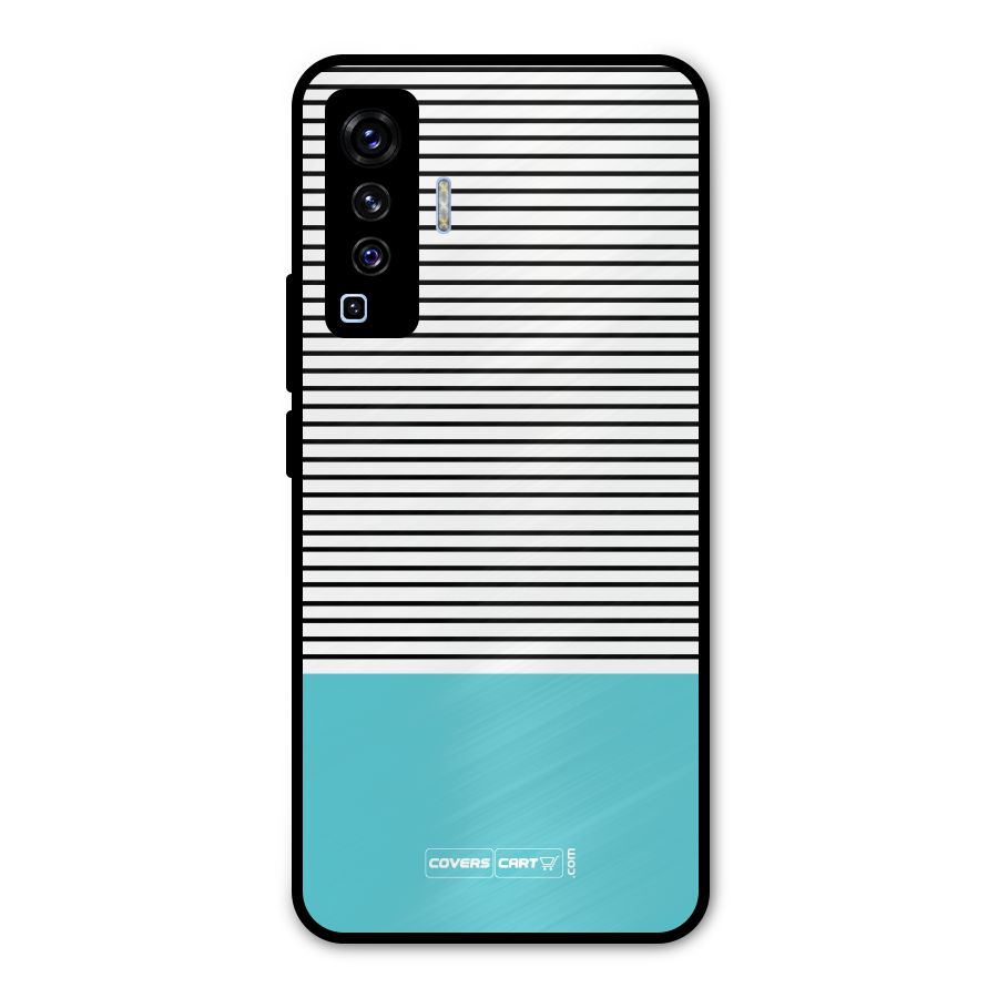 Deep Sky Blue Stripes Metal Back Case for Vivo X50