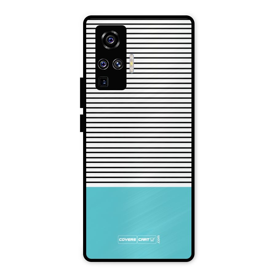 Deep Sky Blue Stripes Metal Back Case for Vivo X50 Pro