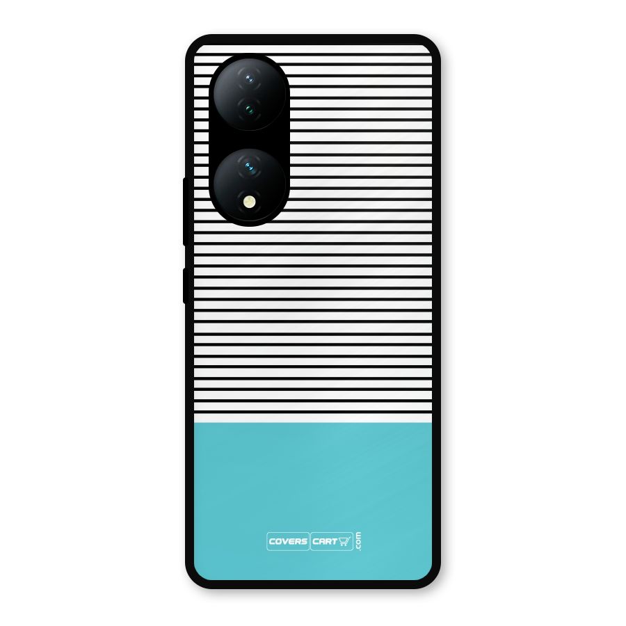 Deep Sky Blue Stripes Metal Back Case for Vivo Y100a