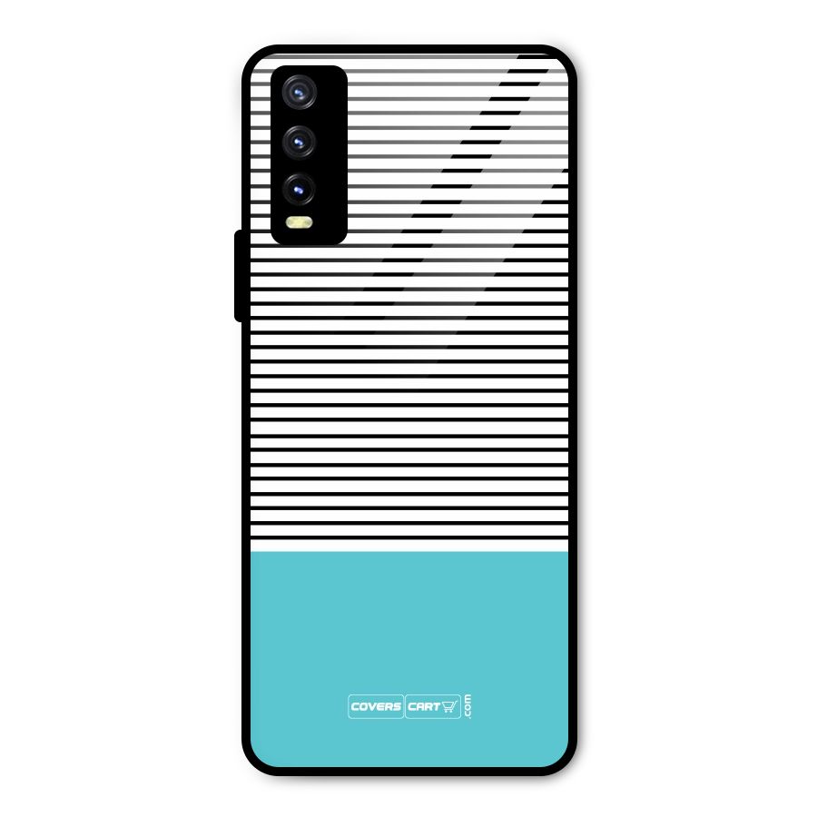 Deep Sky Blue Stripes Metal Back Case for Vivo Y20t