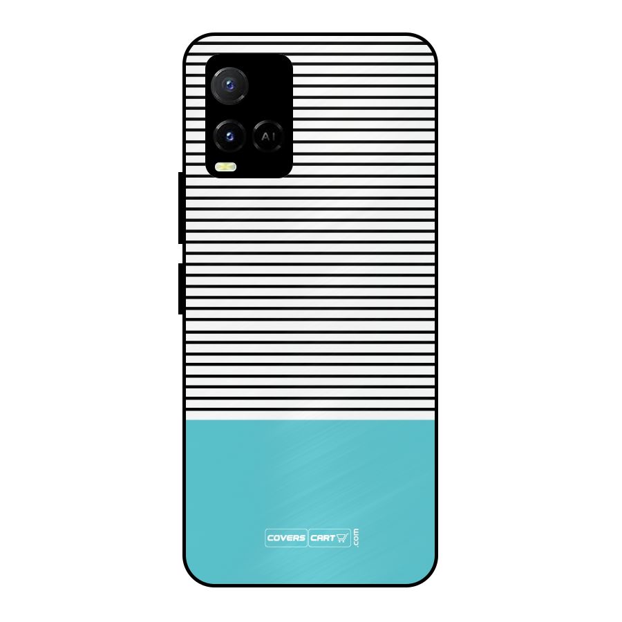 Deep Sky Blue Stripes Metal Back Case for Vivo Y21