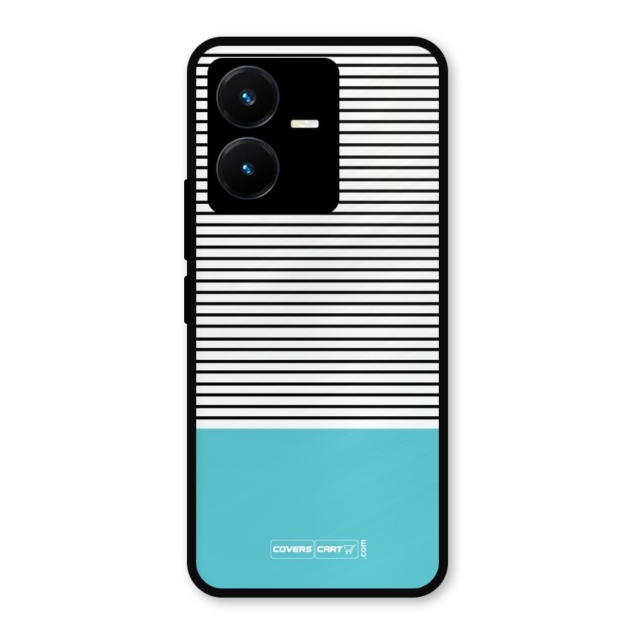 Deep Sky Blue Stripes Metal Back Case for Vivo Y22