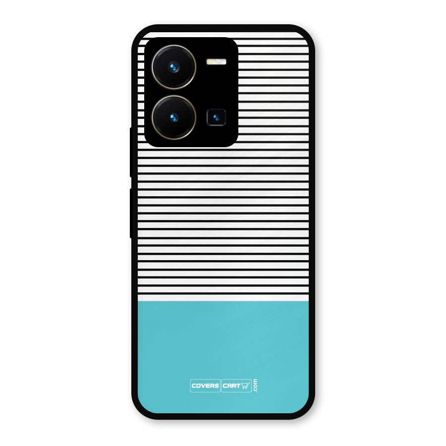 Deep Sky Blue Stripes Metal Back Case for Vivo Y35