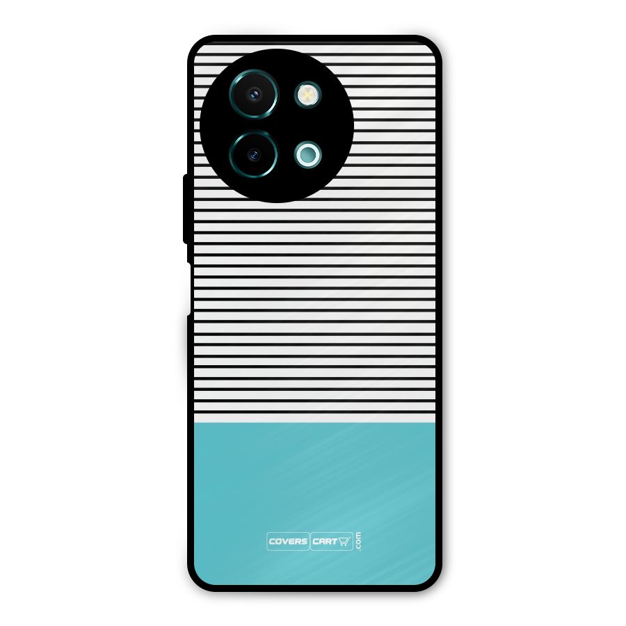 Deep Sky Blue Stripes Metal Back Case for Vivo Y58