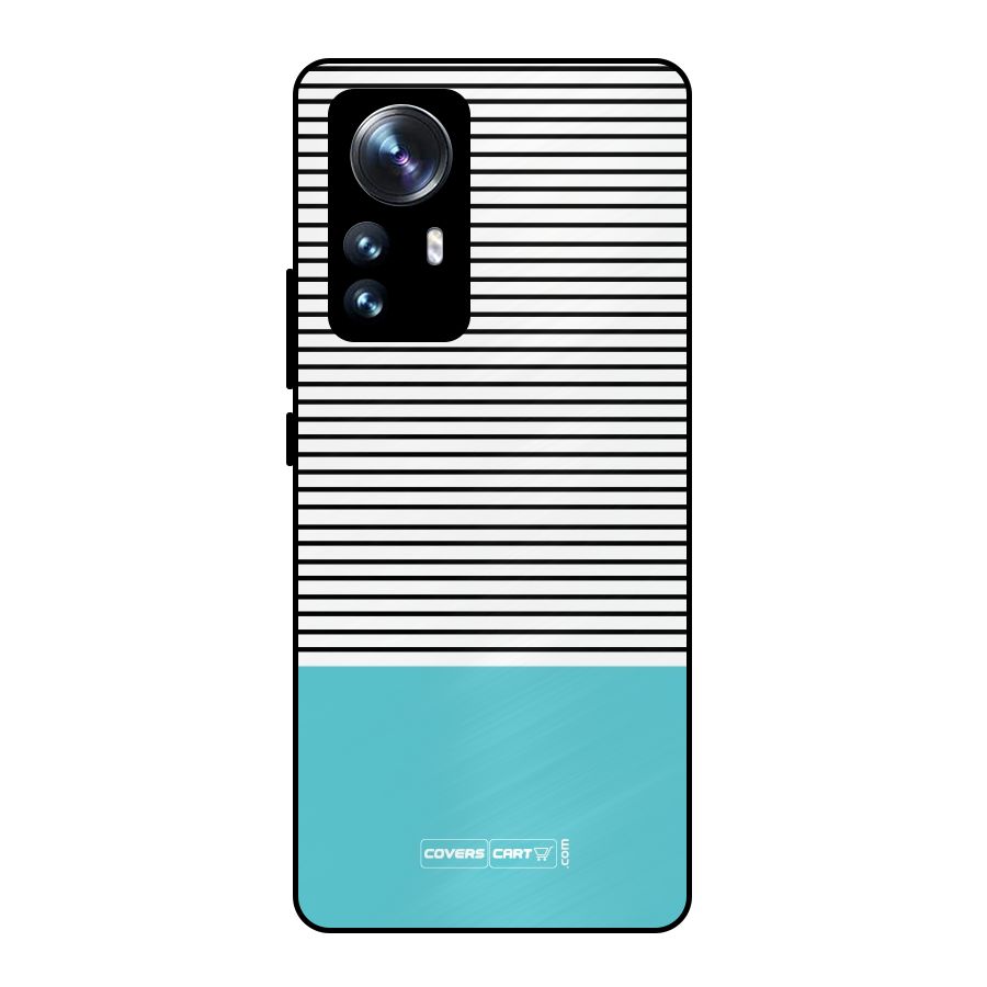 Deep Sky Blue Stripes Metal Back Case for Xiaomi 12 Pro