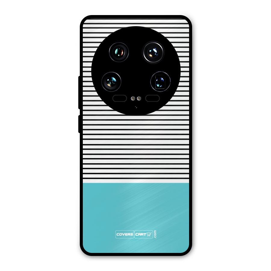 Deep Sky Blue Stripes Metal Back Case for Xiaomi 14 Ultra